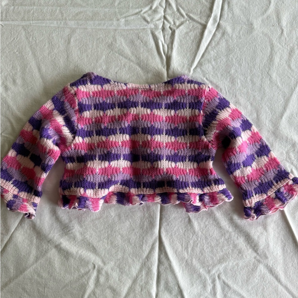 Little Lass Pink & Purple 3 Pc Kids Matching Jeans Set Cami Cardigan Size 24 Mo - Picture 8 of 16